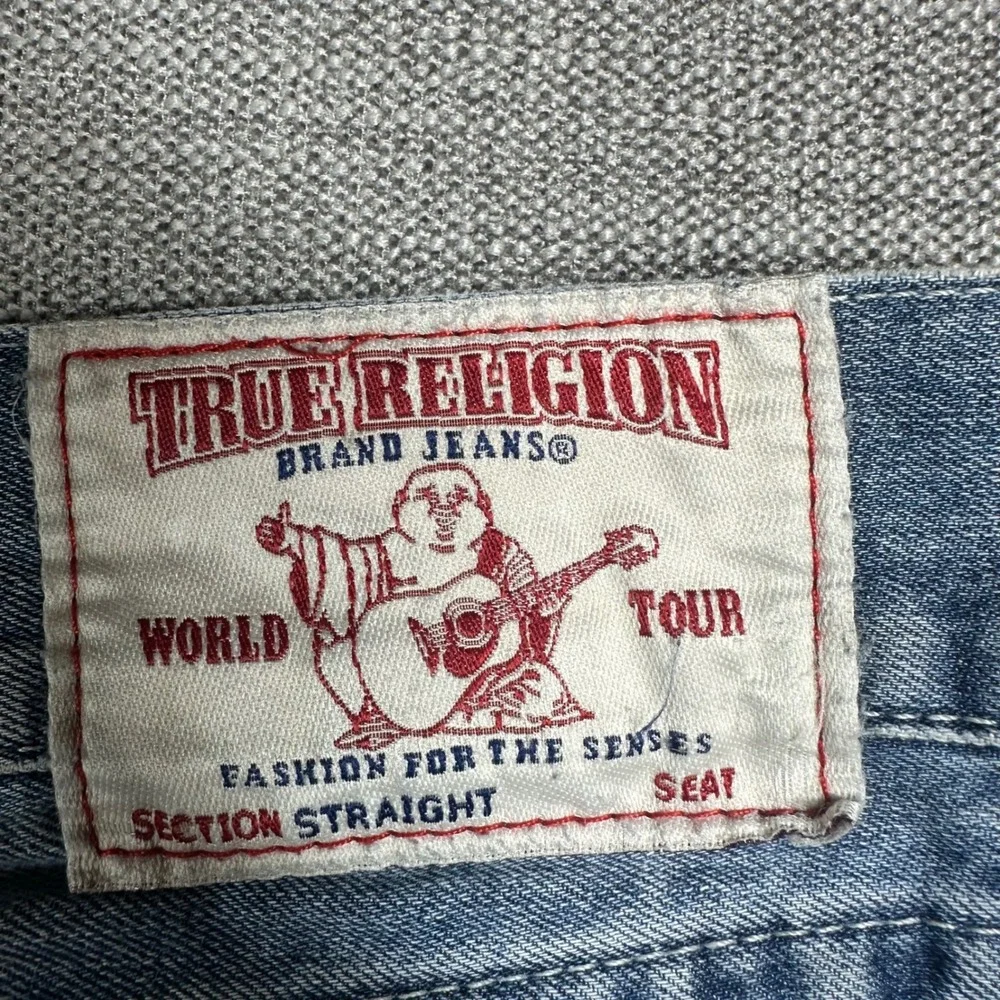 True Religion Straight Leg Jeans Mens 38 Blue  Medium Wash Y2K Denim